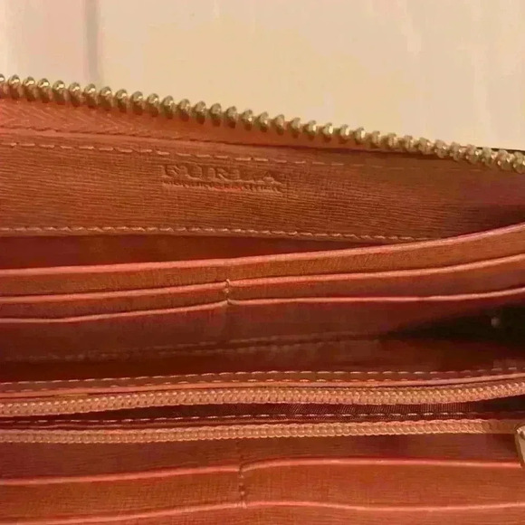 Furla Pink Orange Sunset Leather Wallet - Picture 12 of 17